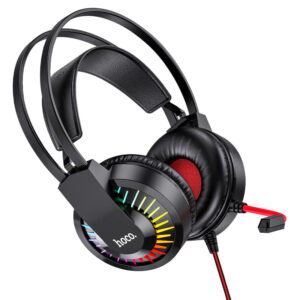 Hoco W105 Gaming Headset in Bangladesh The Hoco W105 Gaming Headset is a wired gaming headset that features a large 40mm driver, an omnidirectional microphone, a USB and 3.5mm connector, and a colorful LED breathing light effect. The W105 is designed for gaming, but it can also be used for music listening and watching videos. The large driver provides clear and balanced sound, while the microphone picks up your voice clearly without any background noise. The ear cups are soft and comfortable, and the headband is adjustable to fit most head sizes. The W105 has a few additional features that make it a good choice for gamers. The USB and 3.5mm connectors allow you to use the headset with a variety of devices, including your PC, laptop, or smartphone. The LED light can be used to create a cool gaming atmosphere, and it can also be turned off if you prefer. The W105 is also equipped with a 2-in-1 audio adapter cable, which can be used for desktop computers or laptops with dual audio ports. This is a great feature for gamers who want to use the headset with their gaming consoles. Overall, the Hoco W105 Gaming Headset is a great option for gamers who are looking for a comfortable, well-rounded headset with good sound quality and a few extra features. It is also a great value for the price. Specifications: 1. Speaker: 40mm. 2. Interface: USB + 3.5mm plug. 3. With microphone Φ6.0*2.2mm. 4. Sizes: 220*192*96mm. Cable length: 2m. 5. Weight: 300g. 6. Colorful LED breathing light effect. 7. Equipped with a 2-in-1 audio adapter cable, which can be used for desktop computers or laptops with dual audio port.