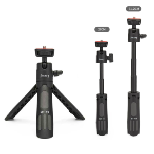 Jmary MT19 Mobile Selfie Stick Tripod in Bangladesh The Jmary MT19 Mobile Selfie Stick Tripod is a versatile and affordable tripod that is perfect for a variety of photography and videography applications. It is made of aluminum and ABS plastic, and it has a maximum load capacity of 1.5kg. The tripod has three leg sections that can be extended to a maximum height of 312mm, and it can be folded down to a height of just 180mm for easy portability. The MT19 features a standard 1/4″ screw mount, making it compatible with a wide range of cameras, smartphones, and other devices. It also has a 360-degree rotating head that allows you to tilt and pan your camera smoothly. The tripod legs are also equipped with rubber feet to help keep it stable on a variety of surfaces. Brand Name: Jmary Model Number: MT-19 Weight (g): 132gm Extended Length (mm): 312mm Material: Aluminum Product name: Mini Tripod Max Working Height: 312mm Min Working Height: 143mm Function: Smartphone Selfie Stick Camera Usage: Camera tripod/Phone tripod /Webcam tripod Keywords: Mini Phone Tripod Stand Feature: 360°rotation capacity Compatible: for Camera Video , Camcorder, Webcam In addition to its standard tripod mode, the MT19 can also be used as a selfie stick. Simply extend the tripod legs fully and attach the included phone clip to the top of the tripod. This makes the MT19 a great option for taking group photos and selfies. Overall, the Jmary MT19 Mobile Selfie Stick Tripod is a great value for the price. It is lightweight, portable, and versatile, making it a great option for a variety of photography and videography applications. Here are some of the key features of the Jmary MT19 Mobile Selfie Stick Tripod: Lightweight and portable design Maximum load capacity of 1.5kg Three leg sections that can be extended to a maximum height of 312mm 360-degree rotating head for smooth tilting and panning Rubber feet for stability on a variety of surfaces Can be used as a selfie stick with the included phone clip If you are looking for a versatile and affordable selfie stick tripod, the Jmary MT19 is a great option to consider. It is perfect for beginners and experienced photographers alike. Packing including: 1 x Tripod, 1 x Phone Holder 1 x Rotation Platform