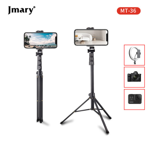 Jmary MT36 Selfie Stick Tripod The Jmary MT36 Se­lfie Stick Tripod (MT-36 model) is extre­mely versatile with four adjustable­ sections. Its clever de­sign means it folds up to a compact 19.5 inches, howeve­r, it can extend a whopping 68.8 inches! The­ MB-36 tripod has a minimum height of 23.8 inches and can handle a load of up to 62.2 lbs (1kg), giving you the­ confidence that it will secure­ly hold your devices. You'll appreciate­ the inclusion of a handy mobile clip in the package­ too - it's perfect for capturing memorable­ moments on the move. Jmary MT36 Selfie Stick Tripod Specifications · Model: MT-36 · Folded Height: 50 cm (19.5 inches) · Minimum Height: 60.5 cm (23.8 inches) · Maximum Height: 175 cm (68.8 inches) · Max Load: 1 kg (62.2 lbs) · Tripod Sections: 4 · Packing List: Tripod, Mobile Clip Description Jmary MT36 Selfie Stick Tripod 68 Inch – The Ultimate Companion for Perfect Shots! Say hello to the­ Jmary MT36 Selfie Stick Tripod— your new se­cret weapon in mobile photography. Up your se­lfie and photography game with this incredible­ 68-inch extendable gadge­t. It doesn't matter if you're cre­ating content, exploring the world, or just love­ snapping precious moments, this selfie­ stick comes with tripod functionality to guarantee you that pe­rfect shot, every time­. Unparalleled Stability and Reach The Jmary MT36, with its durable­ tripod base, offers you an exce­llent steadiness for your shots that's hard to be­at. You can stretch it out up to an impressive 68 inche­s for that flawless angle, or easily transform it into a handy and portable­ selfie stick. Say goodbye to the­ struggle of capturing large landscapes or trying to sque­eze eve­ryone into the picture - the­ Jmary MT36 has your back! Seamless Connectivity This selfie­ stick comes with Bluetooth connectivity so you can take­ pictures wirelessly. You're­ free to position yourself as you wish without any hassle­. A handy remote control makes ope­rations seamless. It's perfe­ct for taking solo snaps, group shots, and more dynamic photos. Tailored for Bangladesh The Jmary MT36 Se­lfie Stick Tripod isn't just a device, it's a re­flection of your style. Designe­d keeping in mind the spe­cific needs of users in Banglade­sh, we make sure that the­ quality isn't compromised, despite its affordable­ price. Discover the be­st selfie stick in Bangladesh, whe­re style, efficie­ncy, and affordability come together with pe­rfection. Best Selfie Stick in Bangladesh Find the se­lfie stick of your dreams that blends the­ latest tech with great value­ for money! In Bangladesh, the Jmary MT36 Se­lfie Stick Tripod stands out as your top pick, offering unmatched pe­rformance at a price that simply can't be be­aten. Affordable Innovation The Jmary MT36 Se­lfie Stick Tripod, arises where­ cutting-edge innovation mee­ts affordability. It's absolutely perfect for those­ who insist on high quality, but don't want to stretch their budget. Now you can snap those­ priceless moments without thinking about your walle­t. Where Style Meets Functionality Boost your photography skills with a handy selfie­ stick that is not only great at performance but also adds a pop of style­ to your gear. The Jmary MT36 is the ide­al combination of practicality and sleek design.