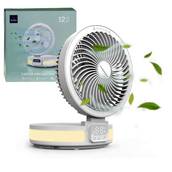 Elevate your comfort with WiWu FS05 Rechargeable Fan in elegant white. Experience efficient cooling with LED display control. Portable and versatile, it's perfect for home, office, or outdoor use. Stay refreshed wherever you go