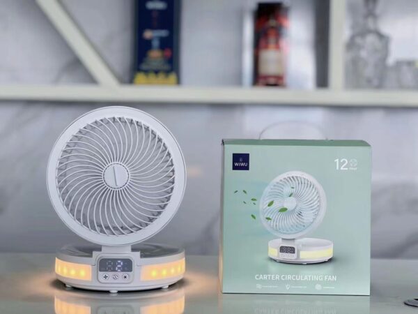 Elevate your comfort with WiWu FS05 Rechargeable Fan in elegant white. Experience efficient cooling with LED display control. Portable and versatile, it's perfect for home, office, or outdoor use. Stay refreshed wherever you go