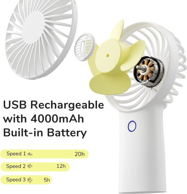 JISULIFE F2B Handheld Recharging Fan in sleek . Engineered for optimal comfort and convenience, this portable fan offers powerful airflow in a